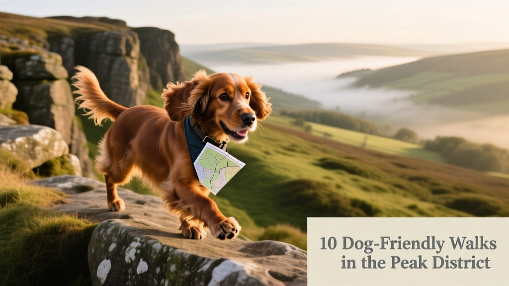 Cocker Spaniel on Curbar Edge during a dog-friendly Peak District walk