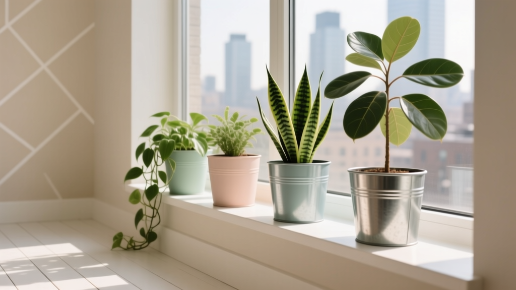 Painted Metal Pots for Low-Light Indoor Plants