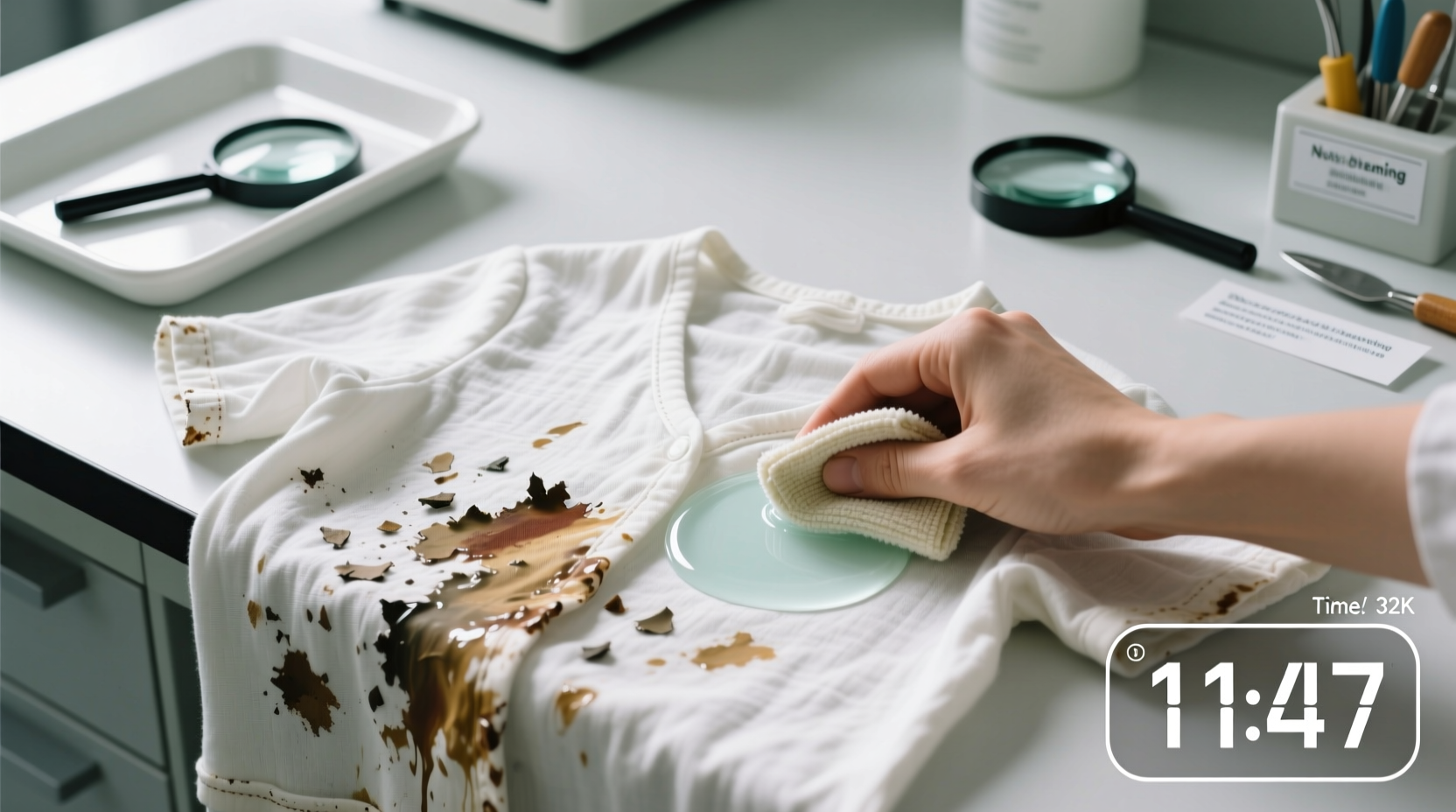 acrylic paint removal from artist smocks