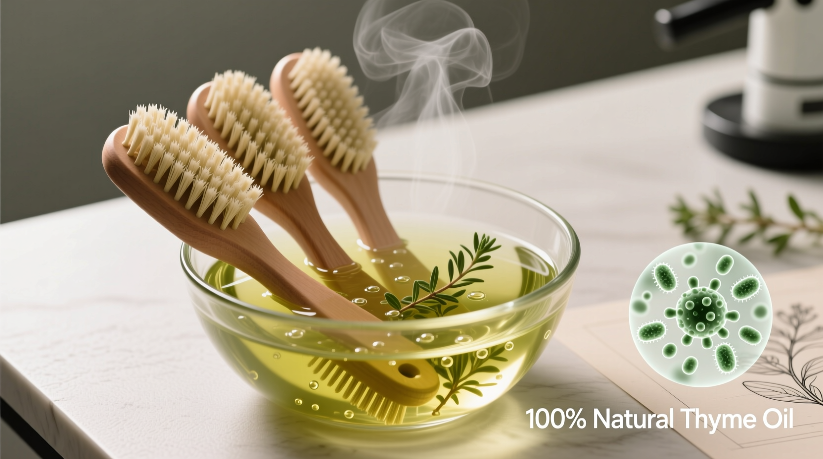 eco friendly cleaning thyme oil brush sanitizing