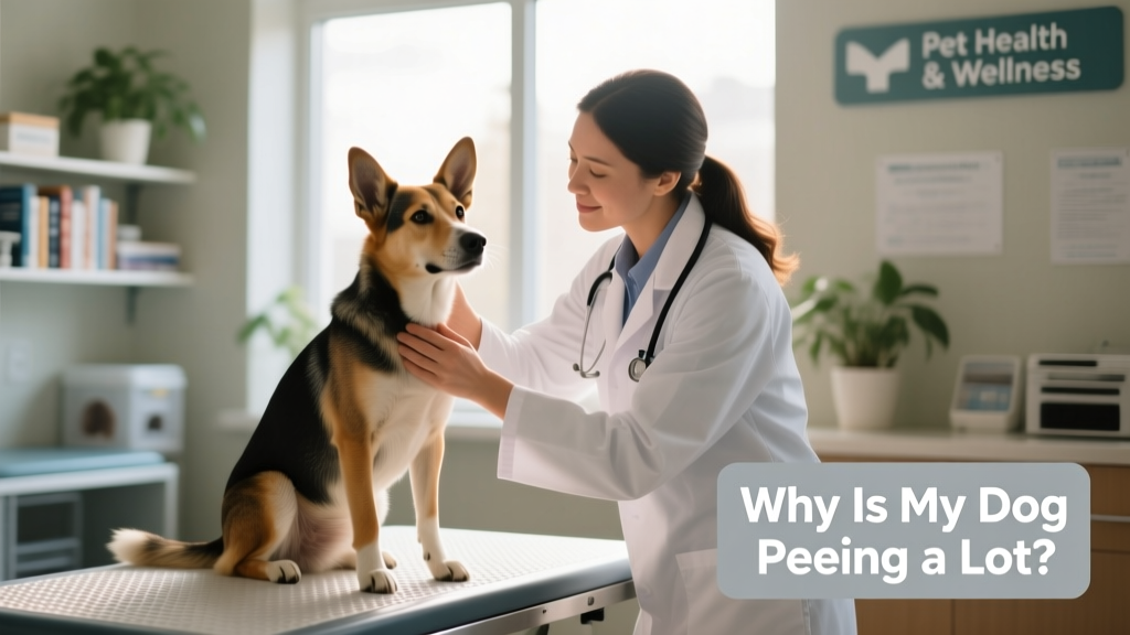 Veterinarian examining a dog during a routine checkup