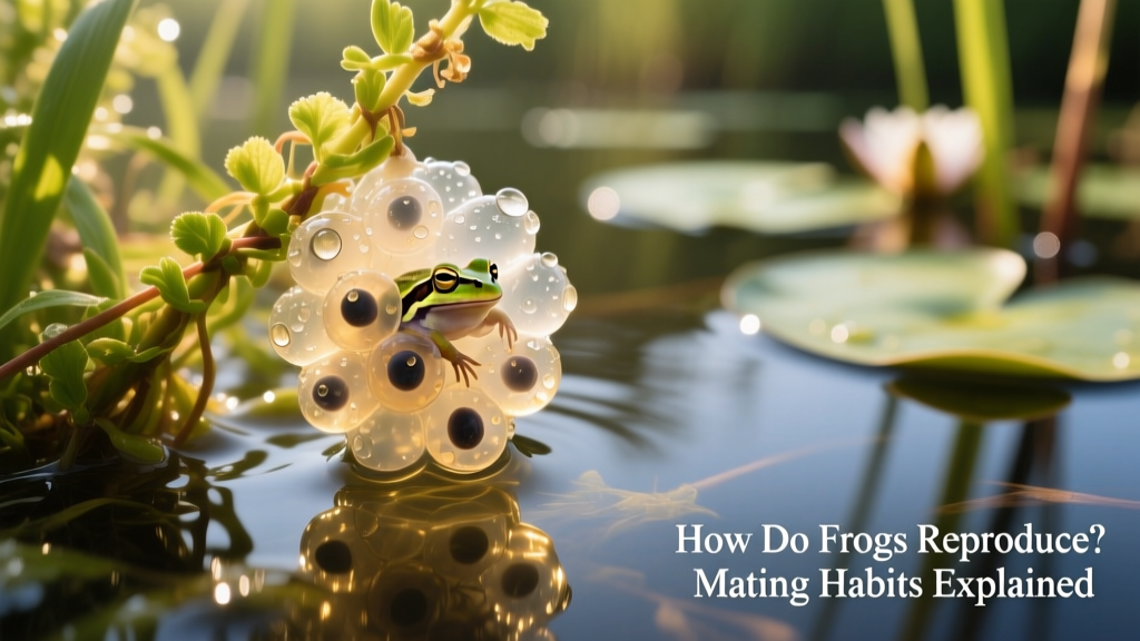 Close-up of frogspawn (egg mass) floating among aquatic plants