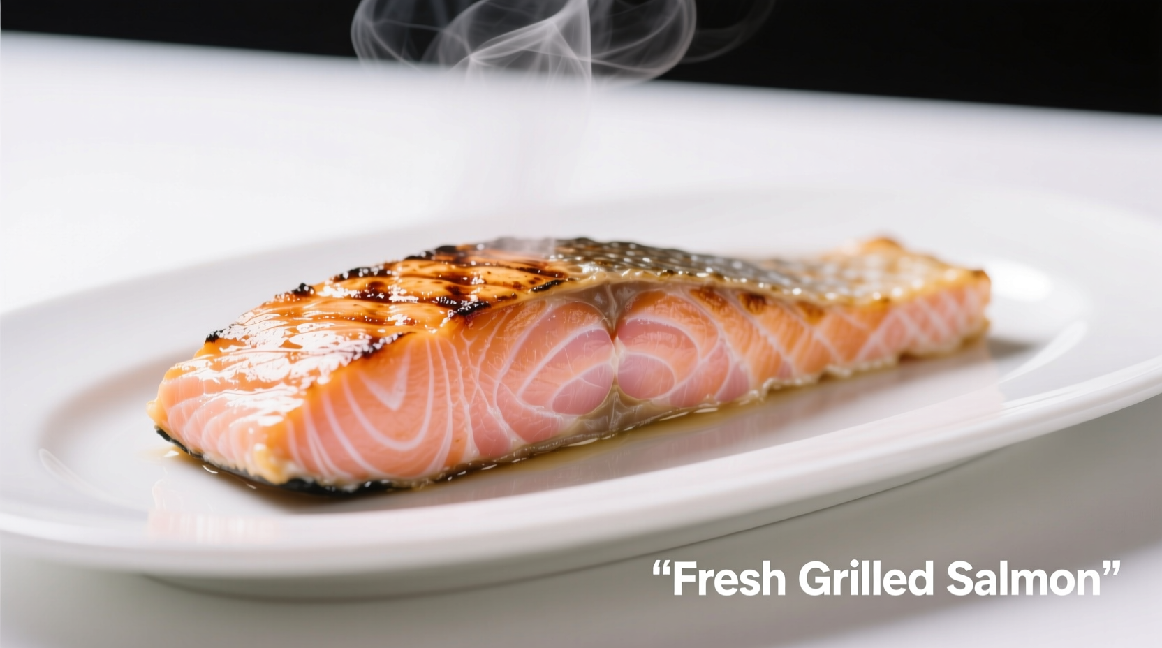 Perfectly grilled salmon fillet on a clean white plate