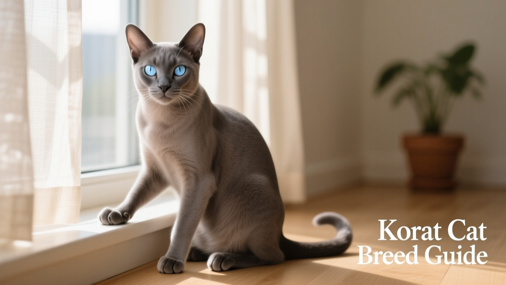 gray korat sitting near window