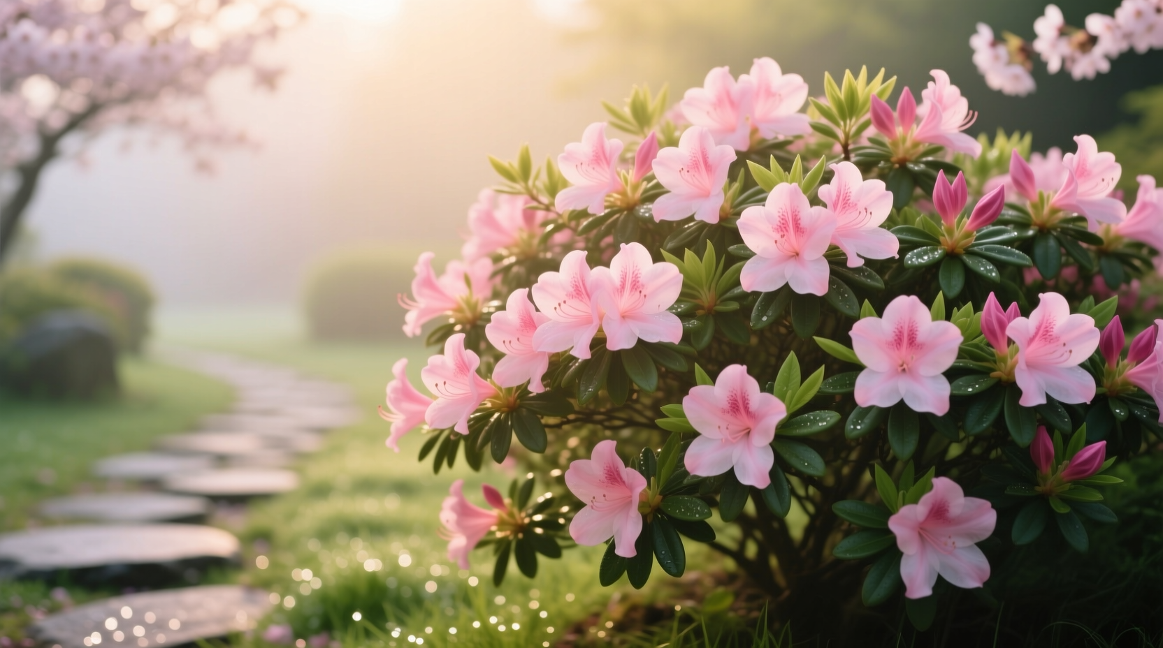azalea pink flower bush