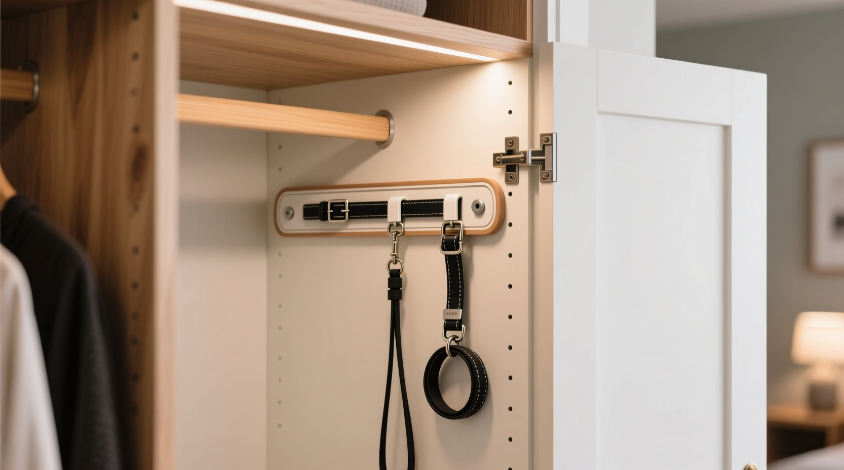 closet organization tips hide leashes with magnetic loops
