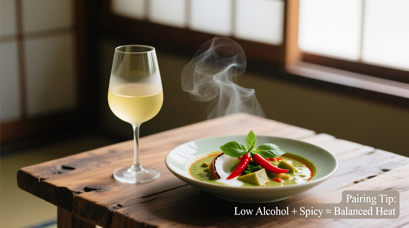 how to pair low alcohol wine with spicy Thai food without amplifying heat
