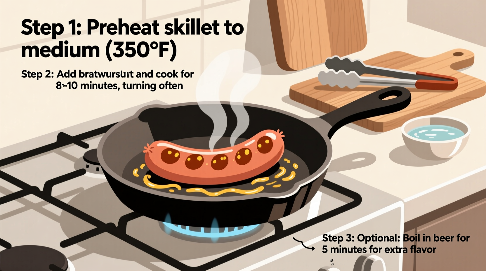 how to cook a bratwurst on stove