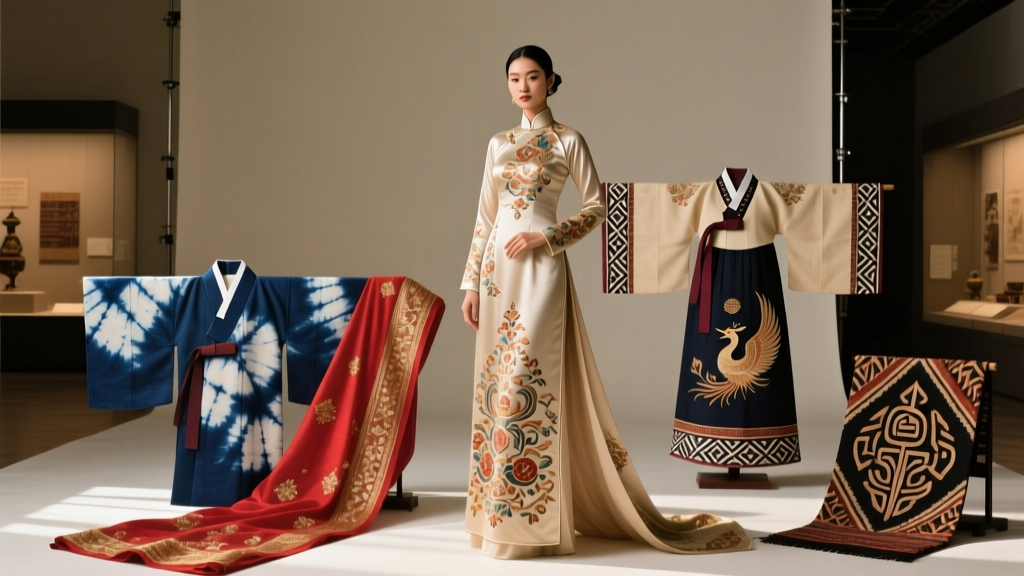 Vietnamese Ao Dai Silk Brocade Embroidery Motifs And Regional Variations