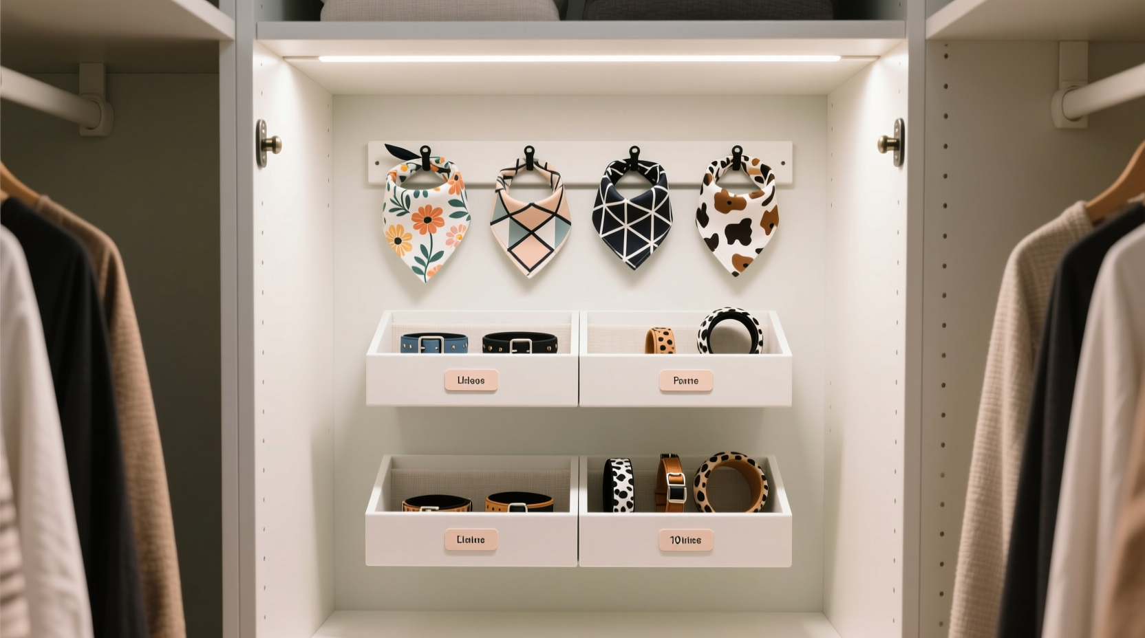 closet organization tips for pet bandanas collars