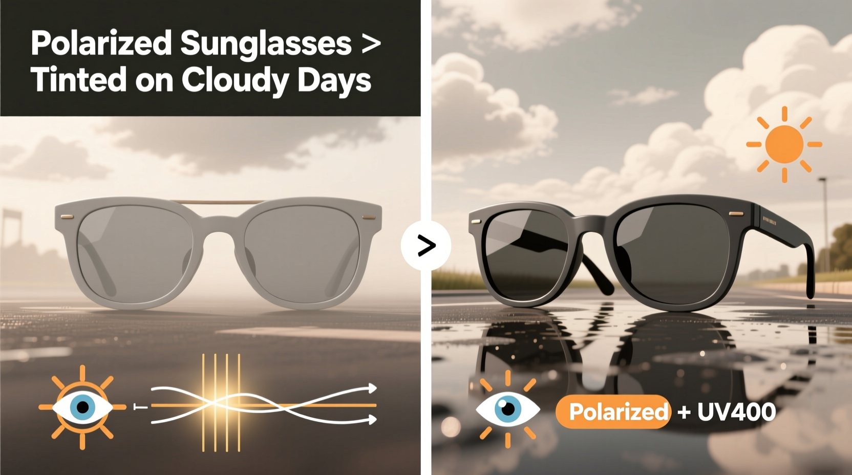 tinted sunglasses vs polarized which protects your eyes better on cloudy days