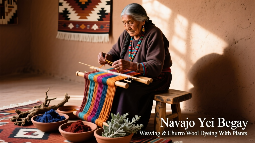Navajo Yei Begay Weaving And Churro Wool Dyeing With Plants
