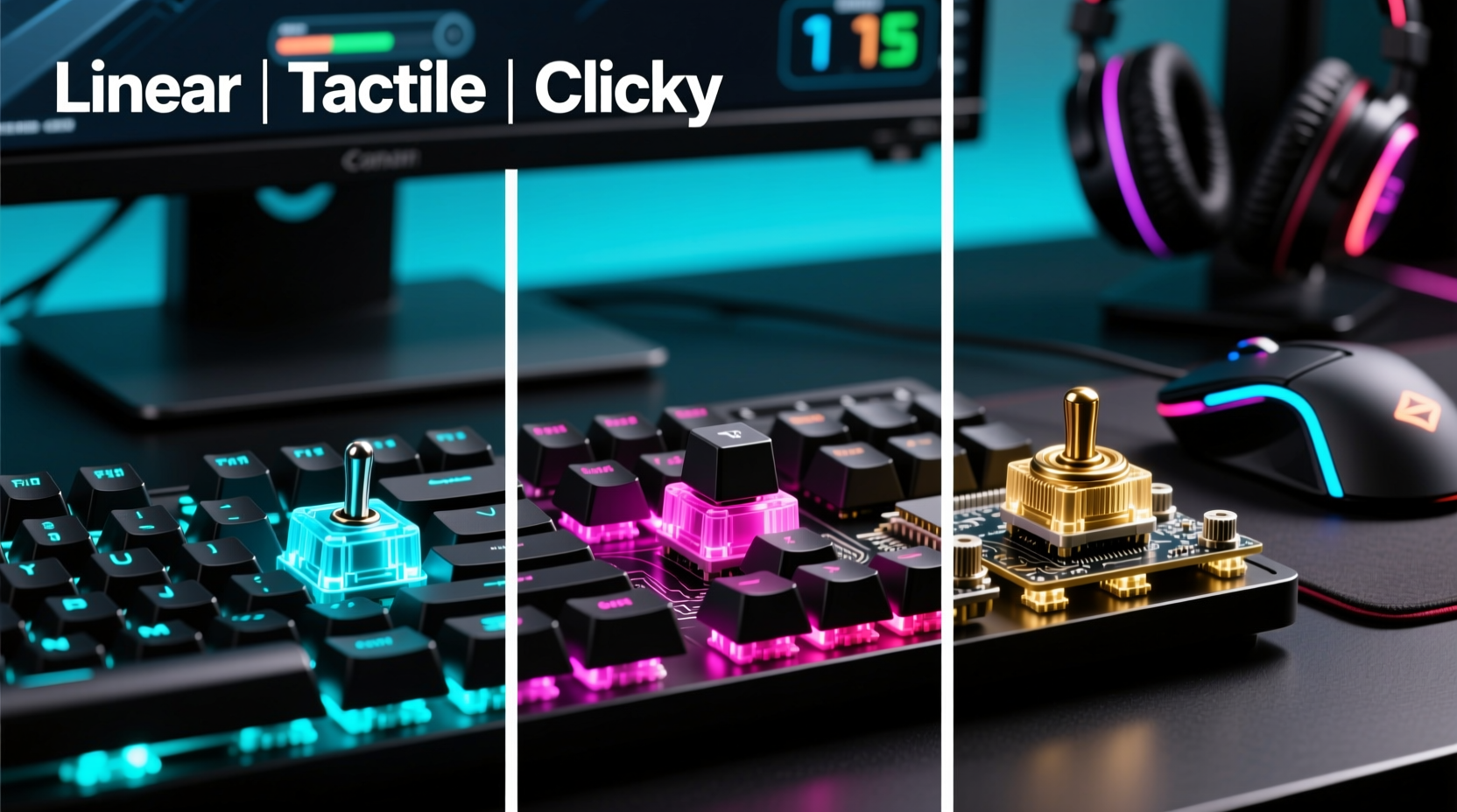 mechanical keyboard switches linear vs tactile vs clicky meant for gaming