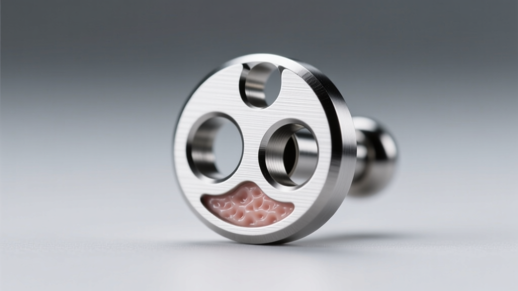 Close-up of a 14-gauge titanium dermal anchor showing the dual-hole footprint design for optimal tissue integration
