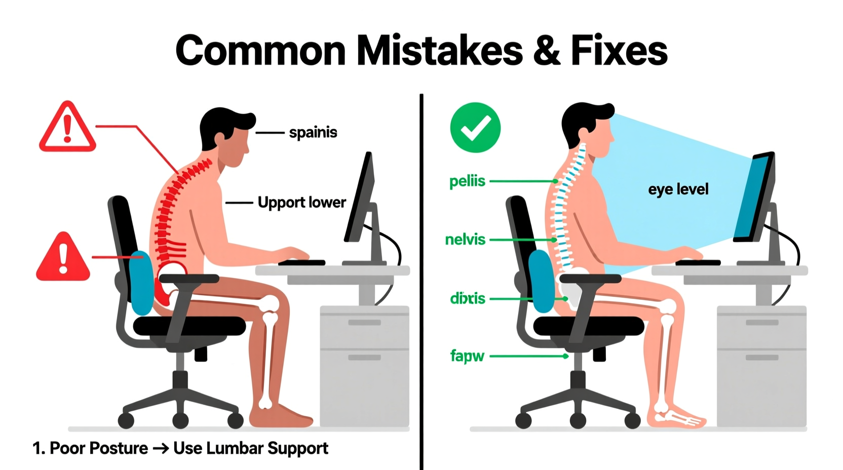 back pain while sitting at desk common mistakes and fixes
