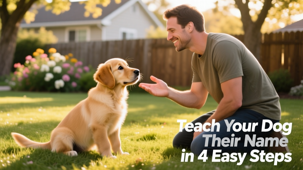 Dog tentatively glancing toward owner during gentle name retraining