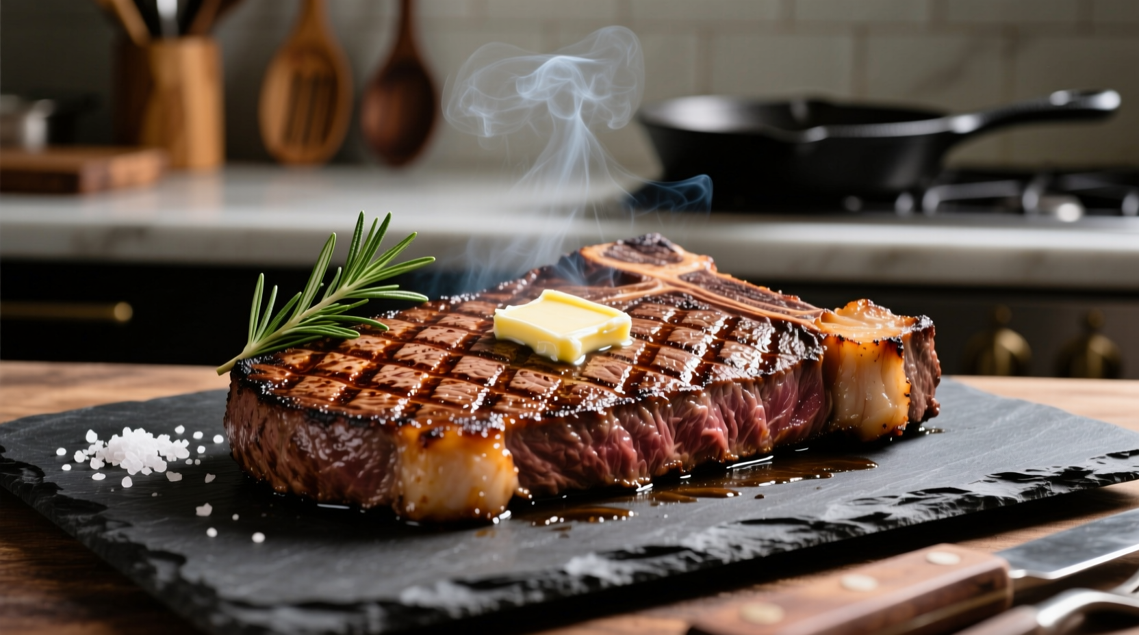 Perfectly grilled NY strip steak with crosshatch grill marks