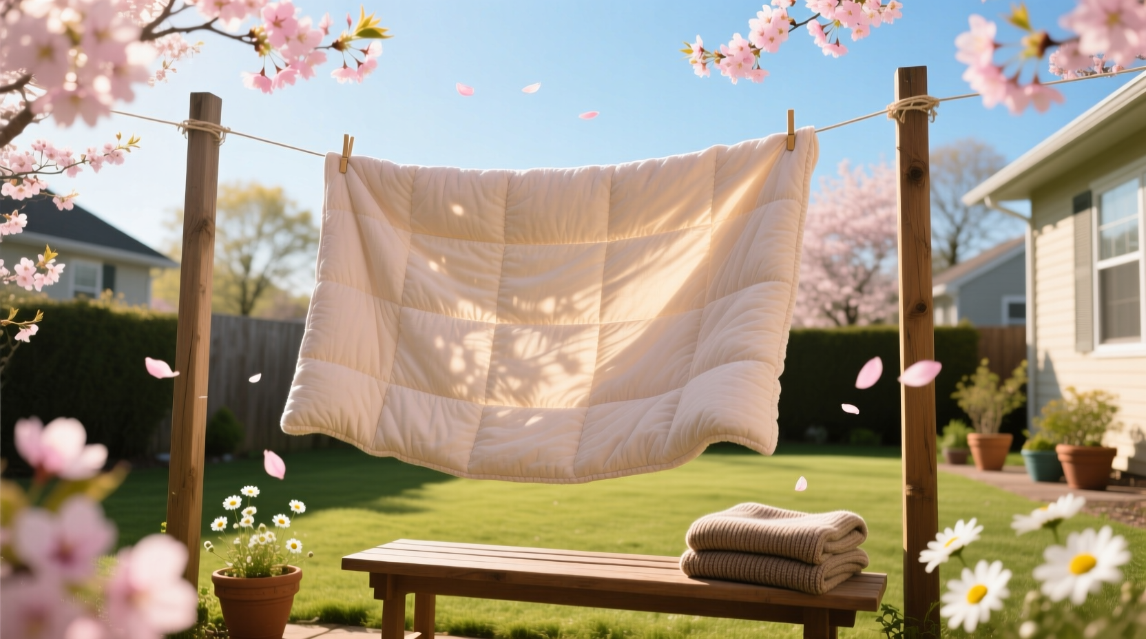 now that spring is here dry your comforter outdoors to