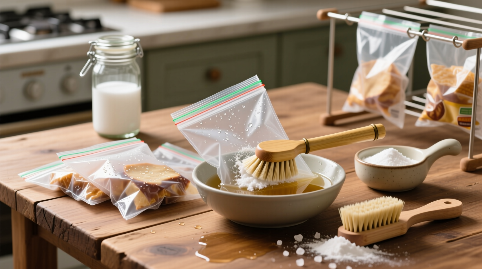 how to clean reusable snack bags without greasy film