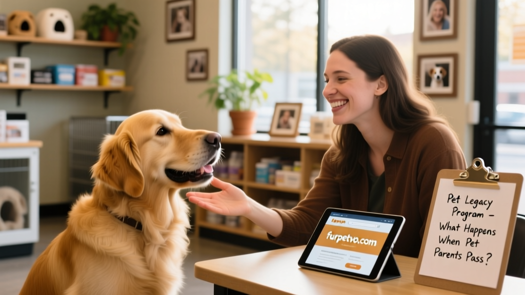 A friendly dog and smiling adopter meeting during a supervised meet-and-greet arranged through furpetvo.com