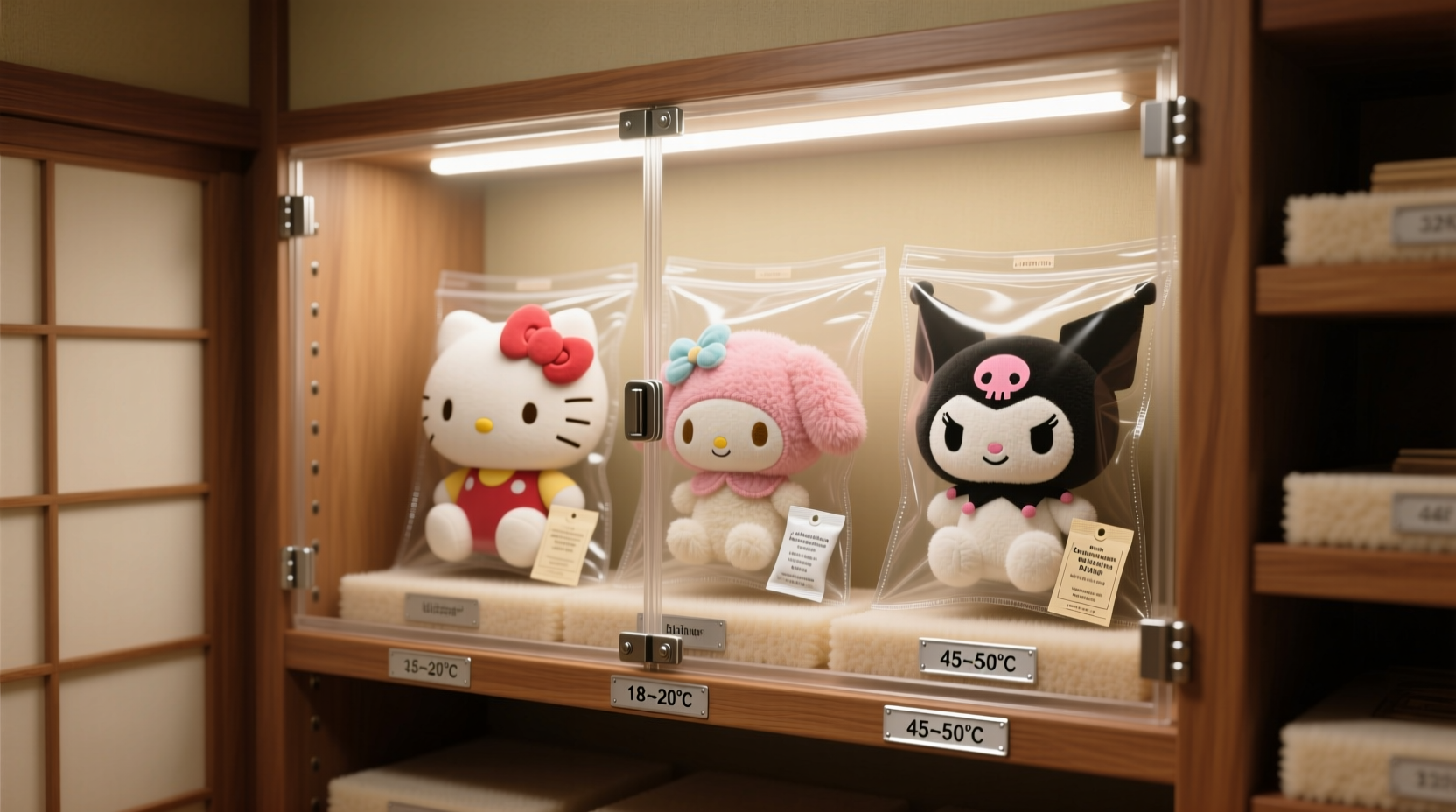 closet organization tips for vintage sanrio plushies