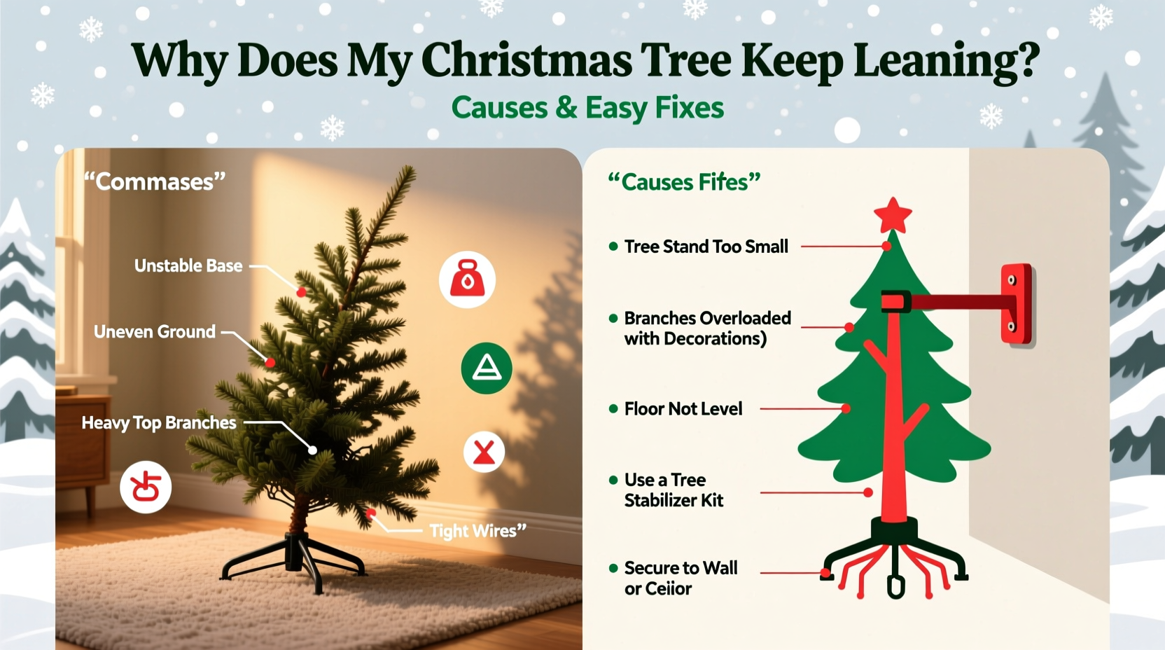 why does my christmas tree keep leaning causes and easy fixes