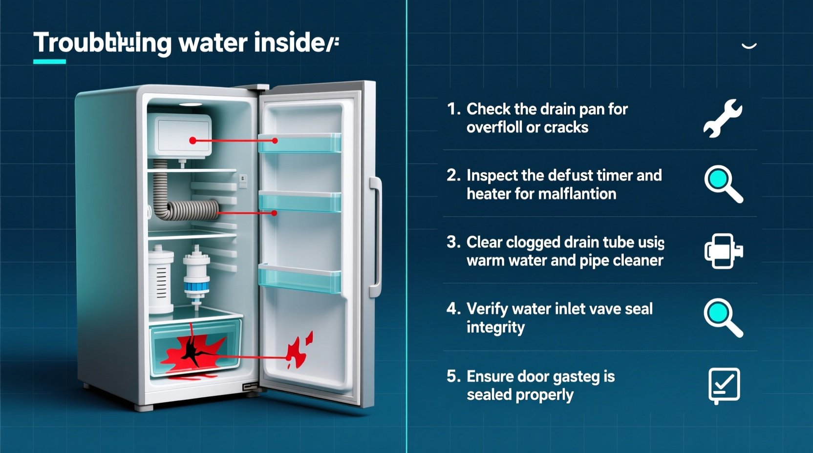 why is my refrigerator leaking water inside troubleshooting steps