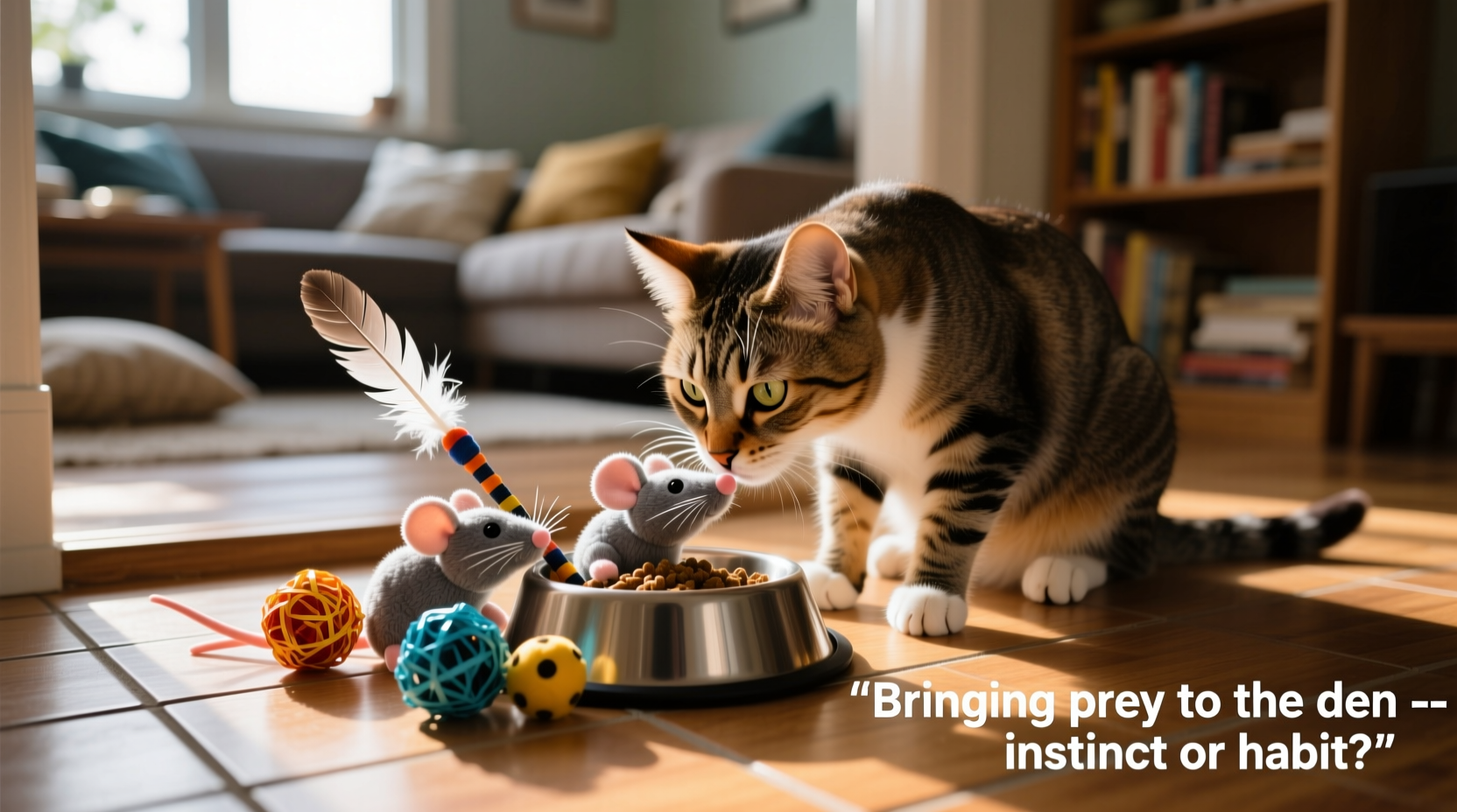 why does my cat bring toys to the food bowl and what it says about instincts