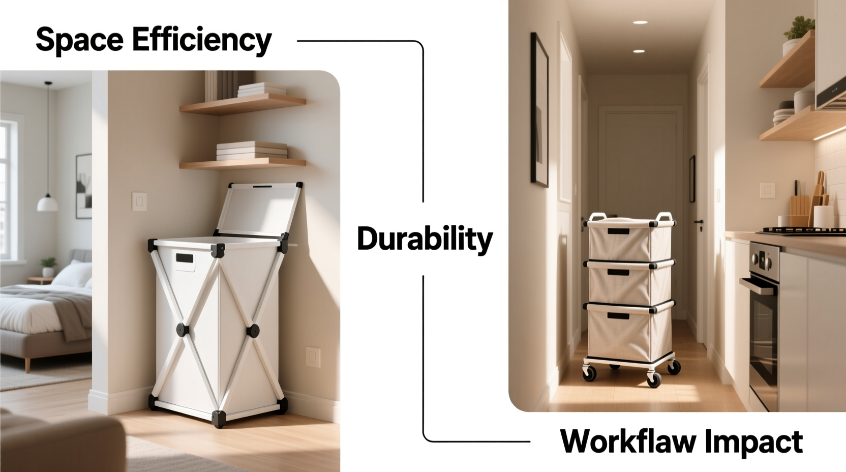 foldable sorter vs rolling hamper small apartment laundry
