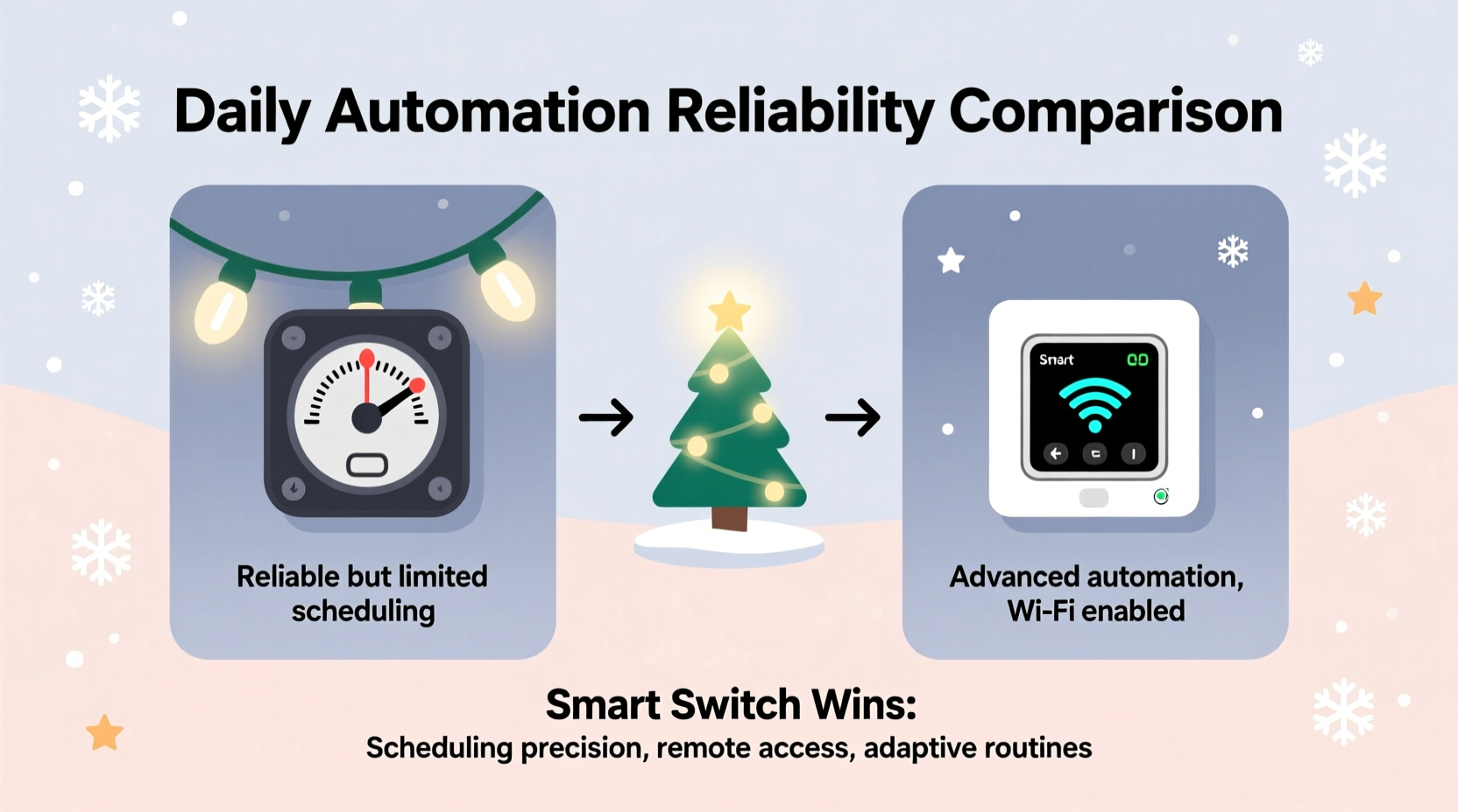 christmas light timer vs smart switch which gives more reliable daily automation