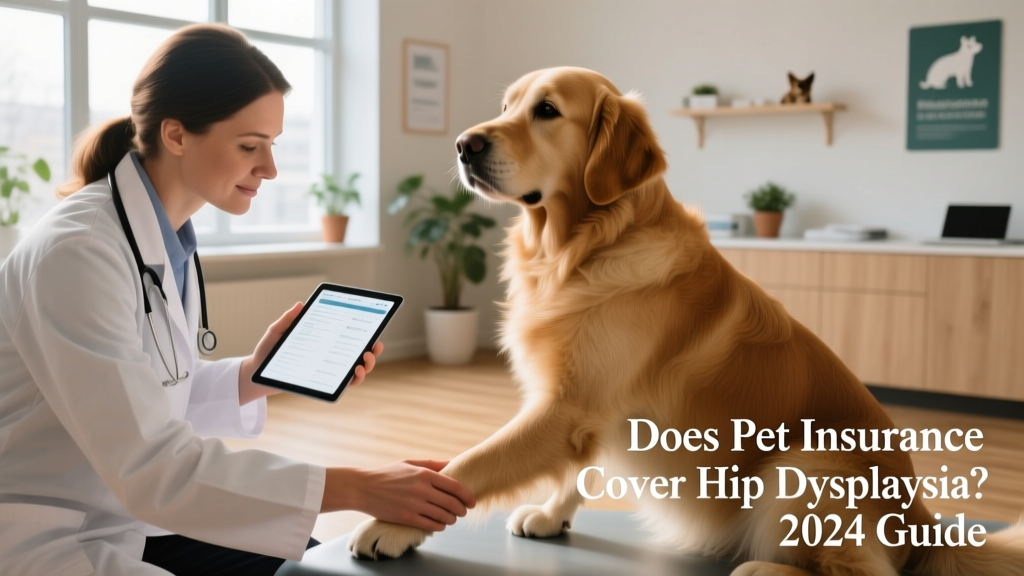 Veterinarian examining a dog's hind legs during a physical exam