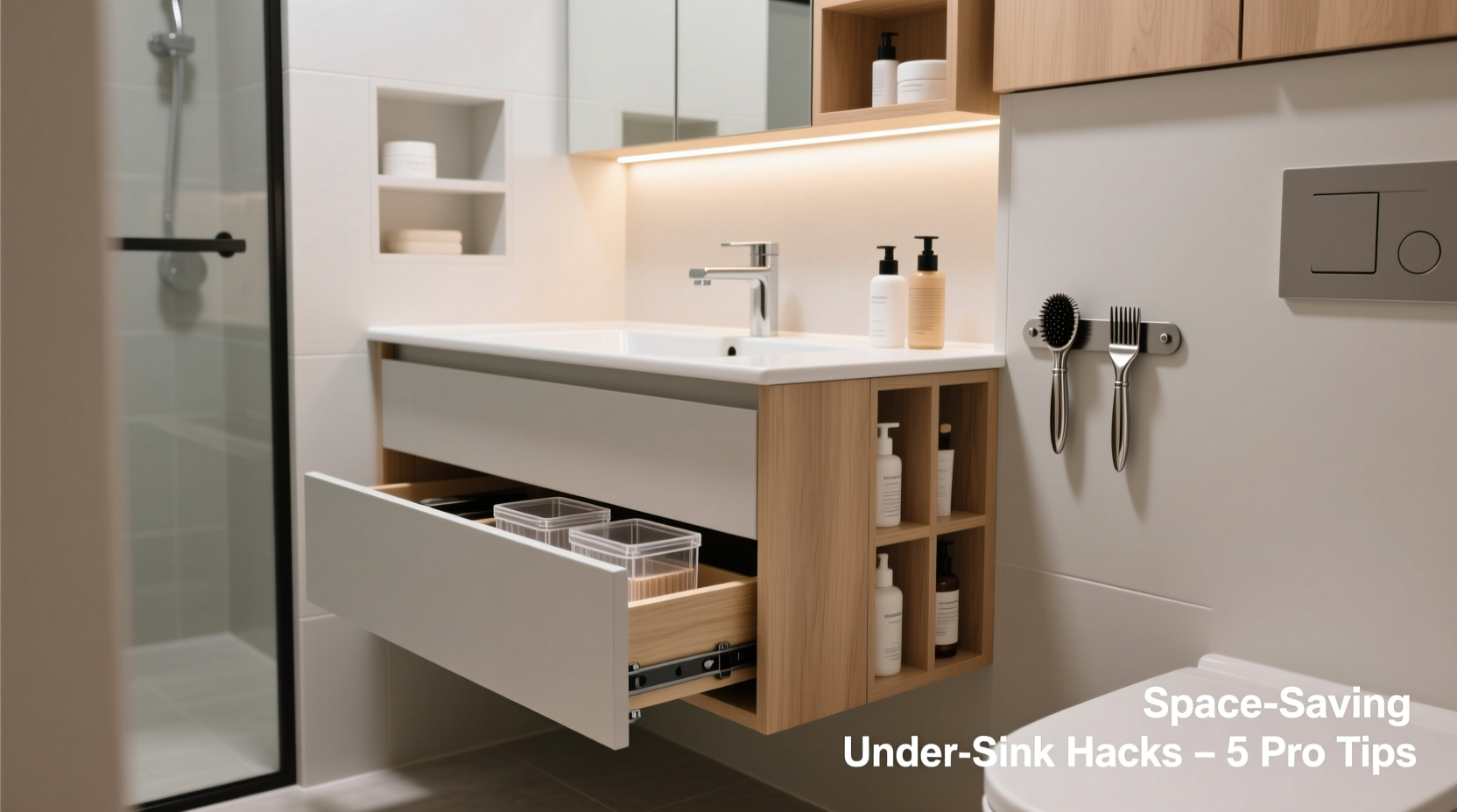 under sink storage hacks for tiny bathrooms that save space