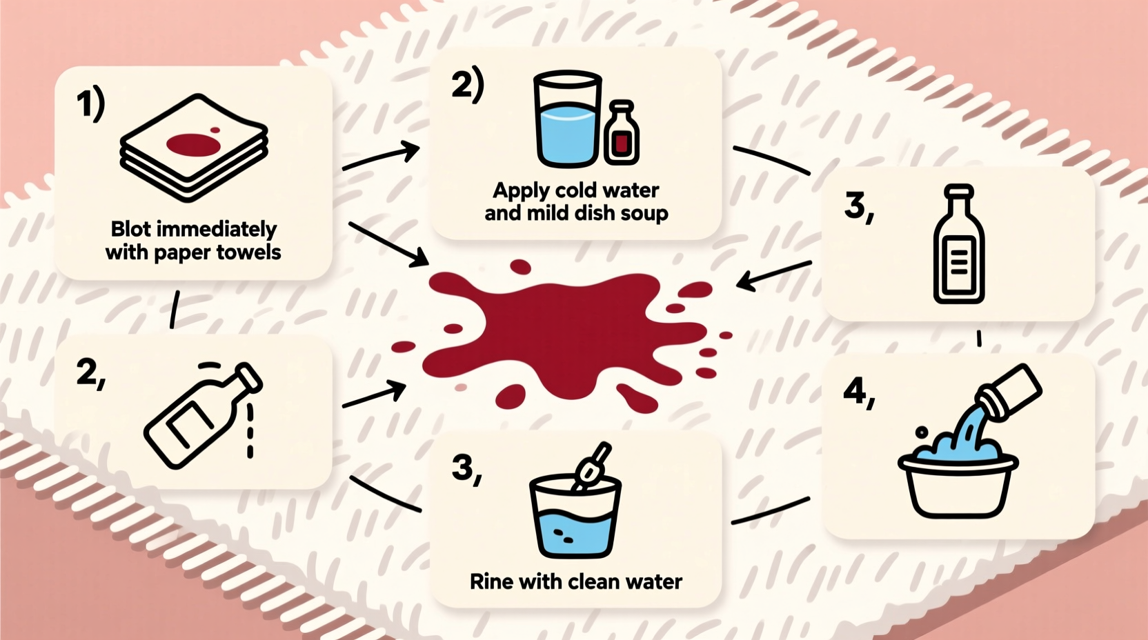 how to remove red wine stains from a white rug without making it worse