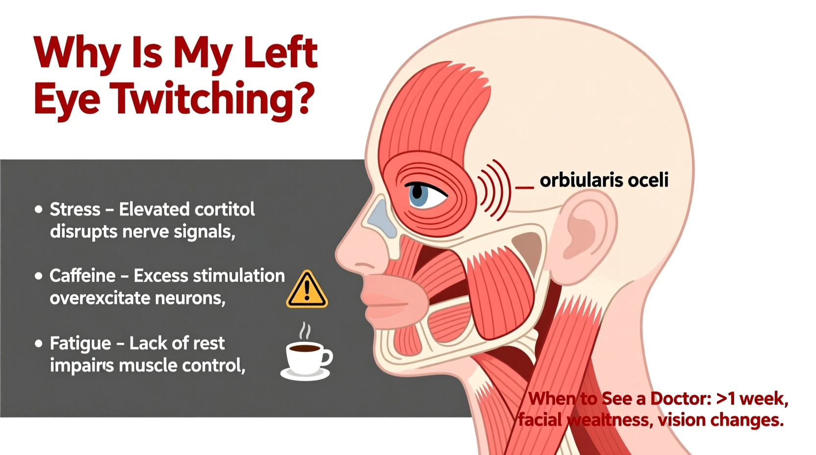 why is my left eye twitching stress caffeine and when to seek a doctor