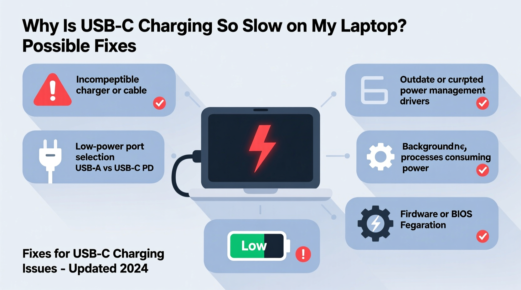 why is usbc charging so slow on my laptop possible fixes