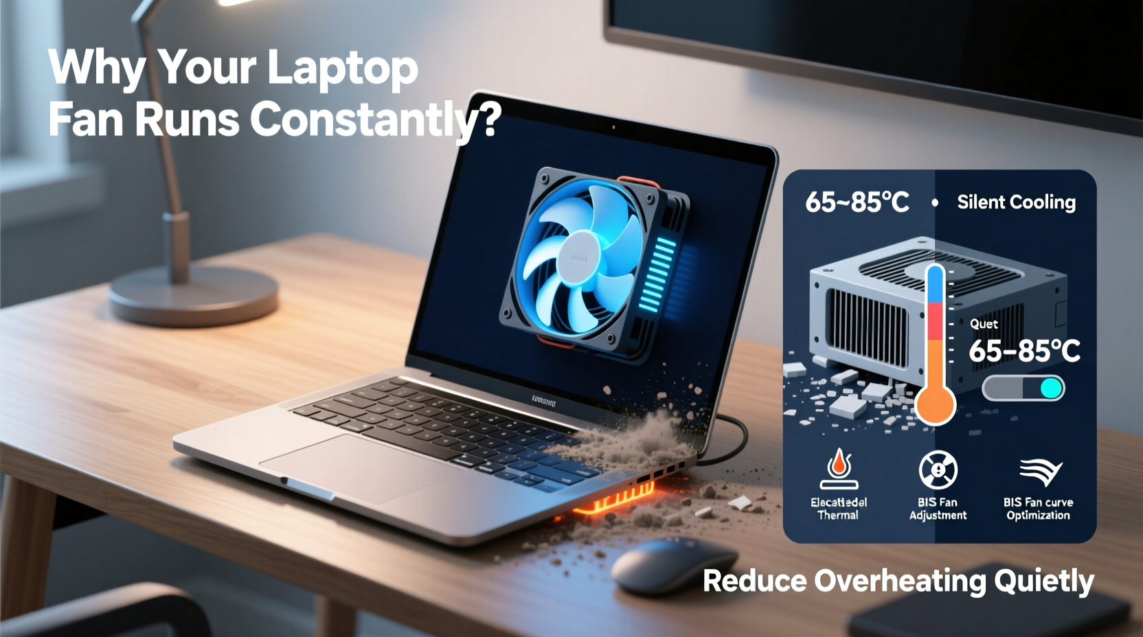 why does my laptop fan run constantly and how to reduce overheating quietly