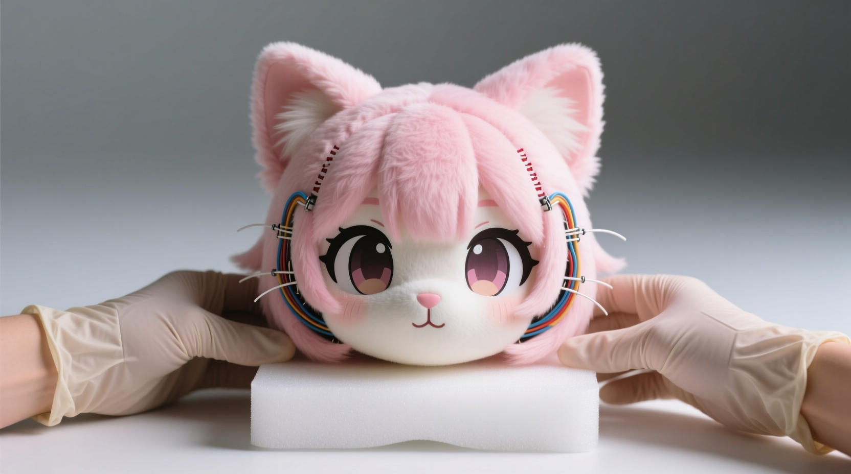 how to clean a plush anime mascot head safely