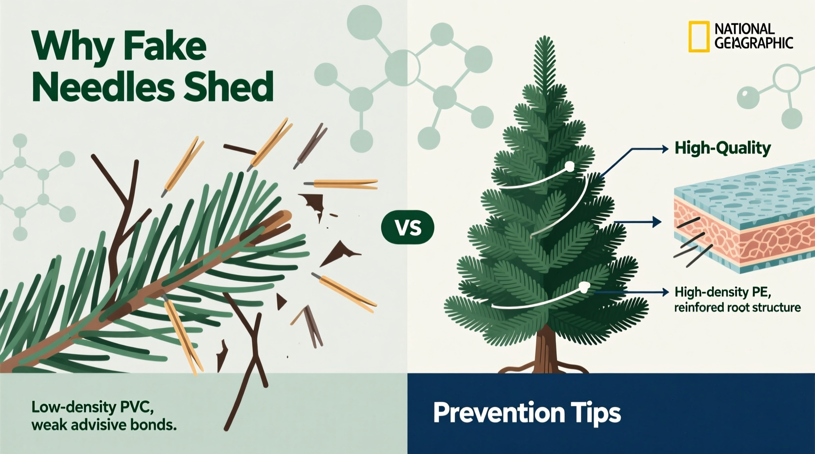 why do cheaper christmas trees shed fake needles and how to prevent it