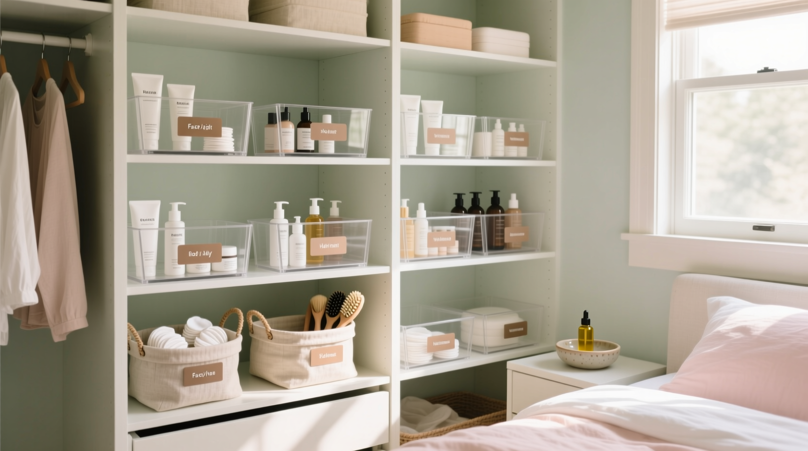 closet organization tips for skincare minimalists