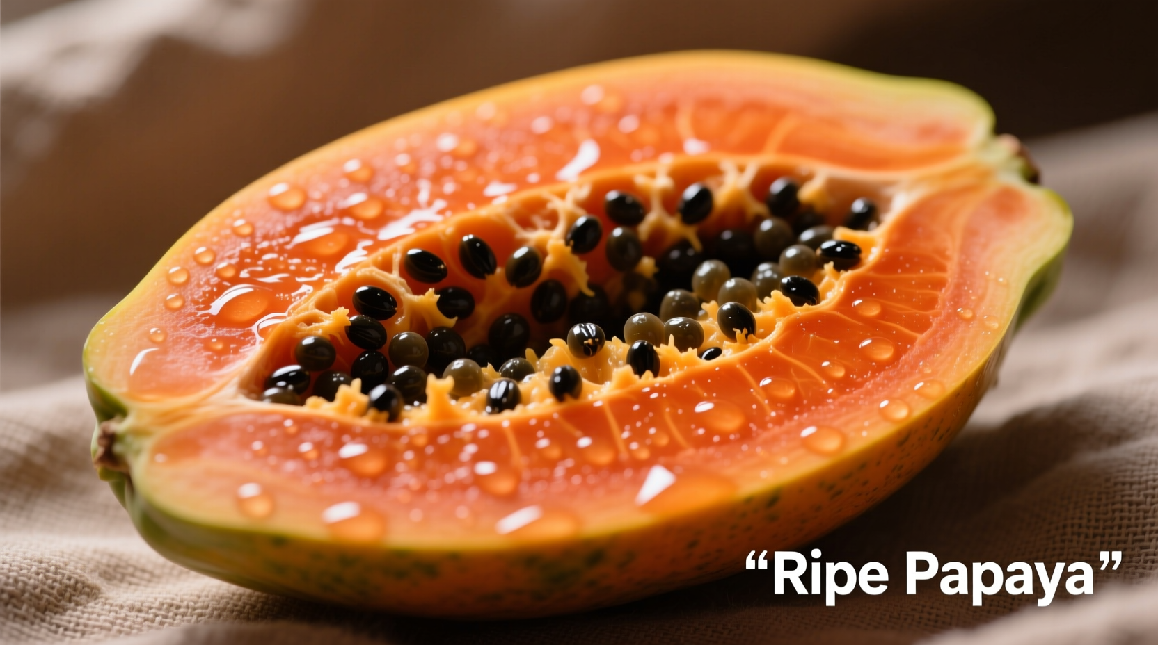 Ripe papaya cross-section showing vibrant orange flesh