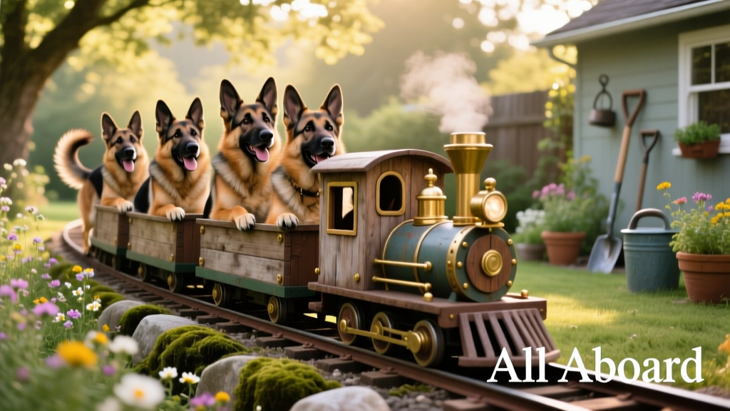 All Aboard: German Shepherds Are Frequent Passengers on This Backyard Railroad