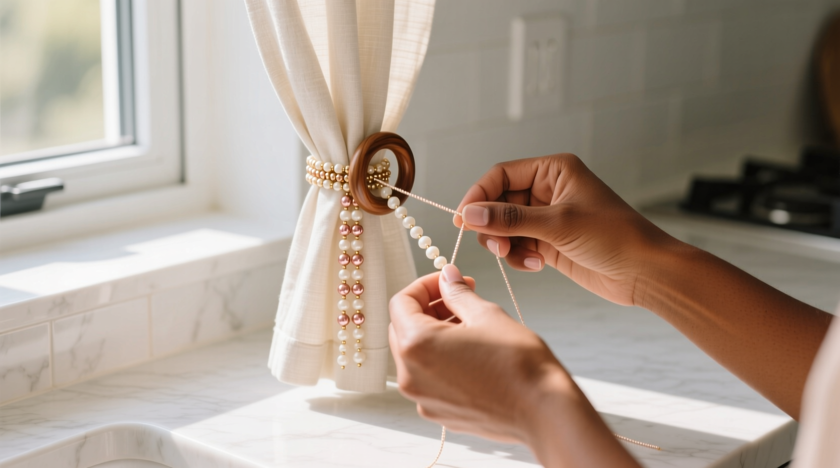 how to clean a beaded curtain tieback safely