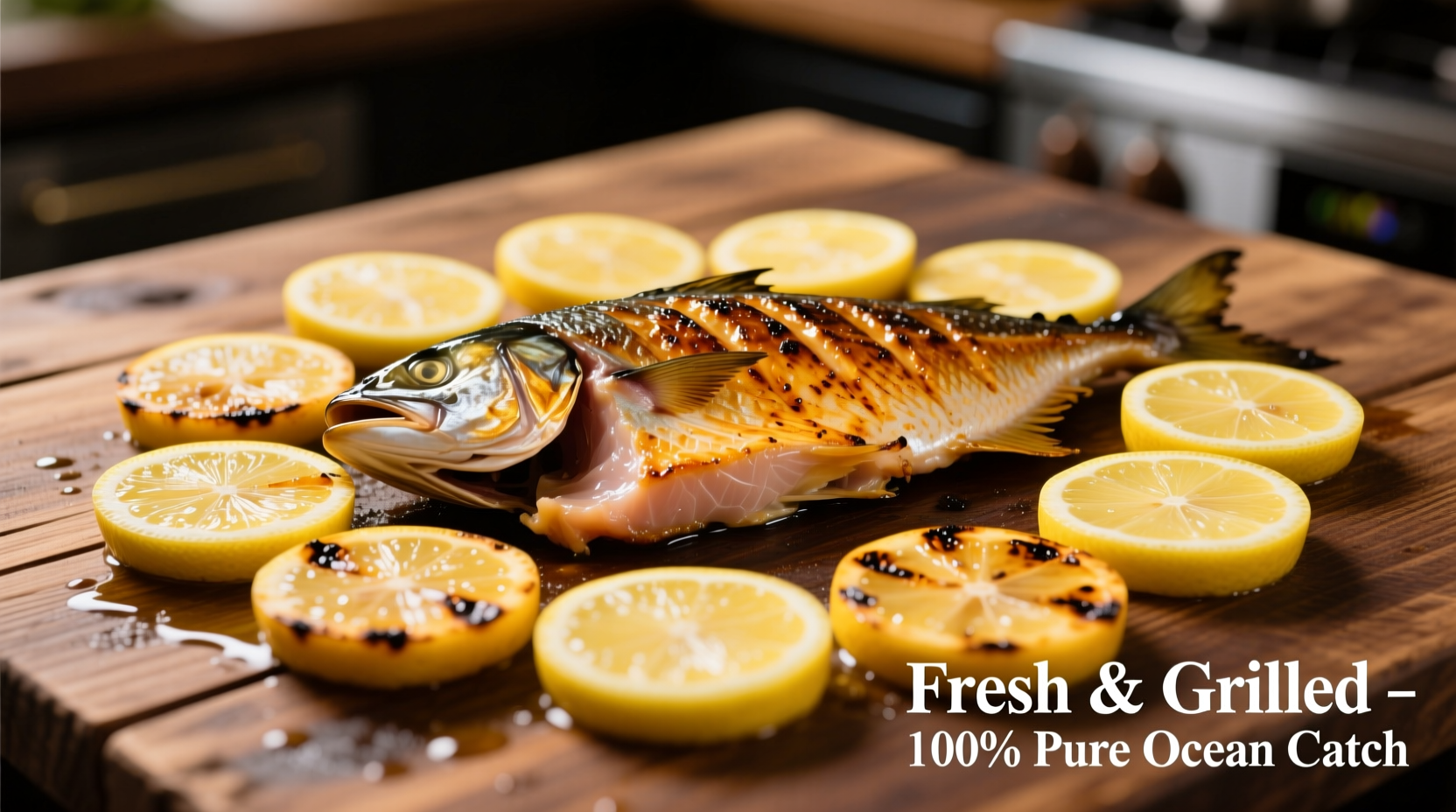 Perfectly grilled mahi mahi with lemon slices