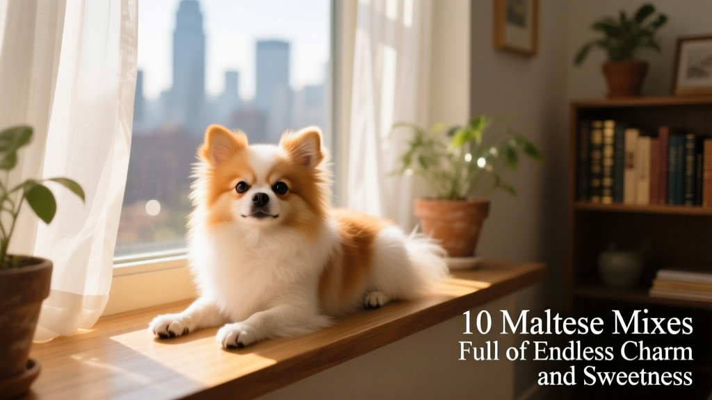 maltipom lying on windowsill