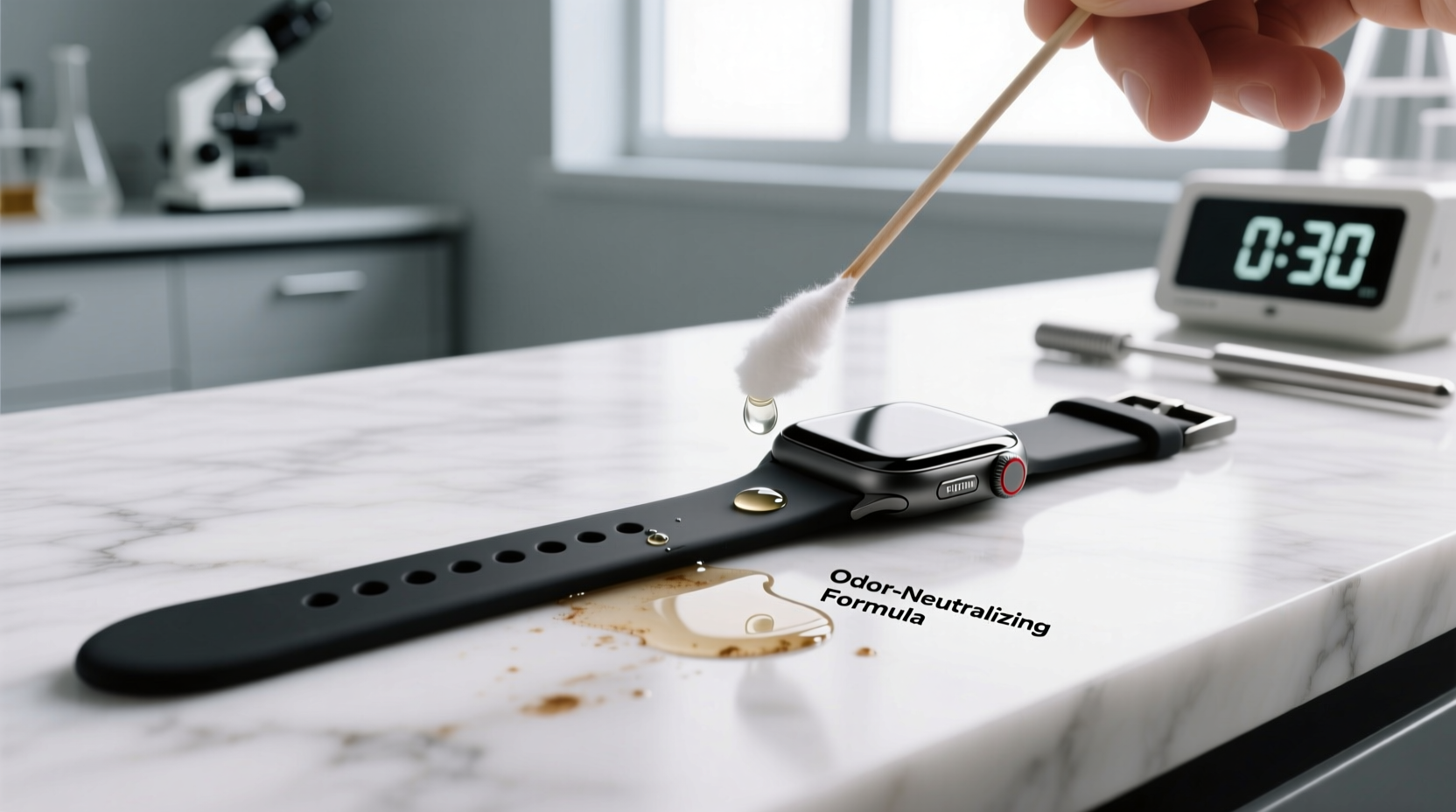 how to clean a silicone watch band that absorbed perfume