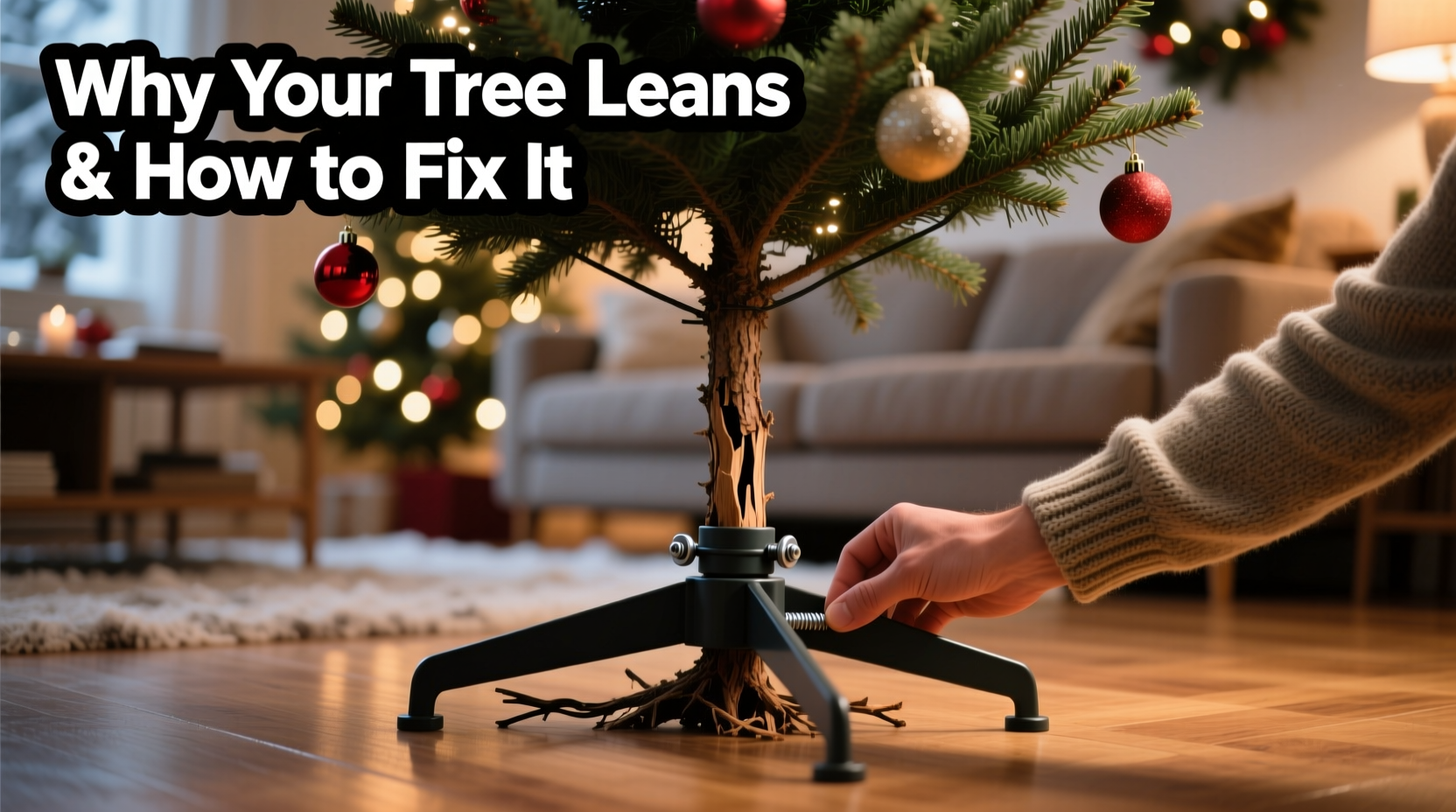 why is my christmas tree leaning and how to stabilize the base