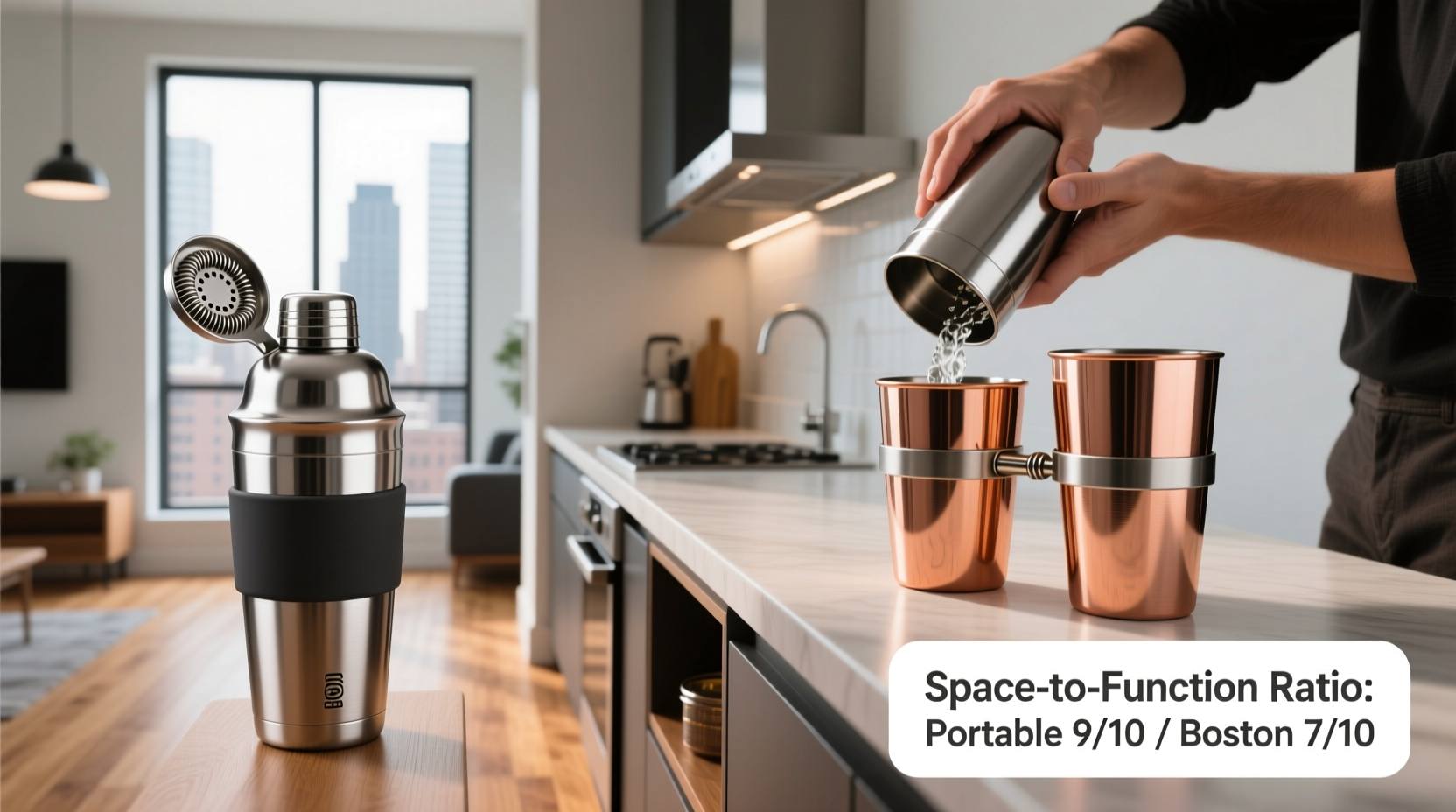 portable cocktail shaker vs Boston shaker set for apartment bartenders what’s the space-to-function ratio