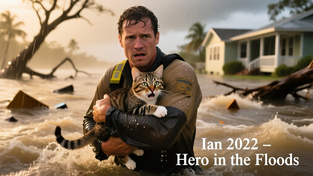 Watch This Brave Floridian Save a 'Terrified' Cat From Raging Hurricane Ian Floodwaters