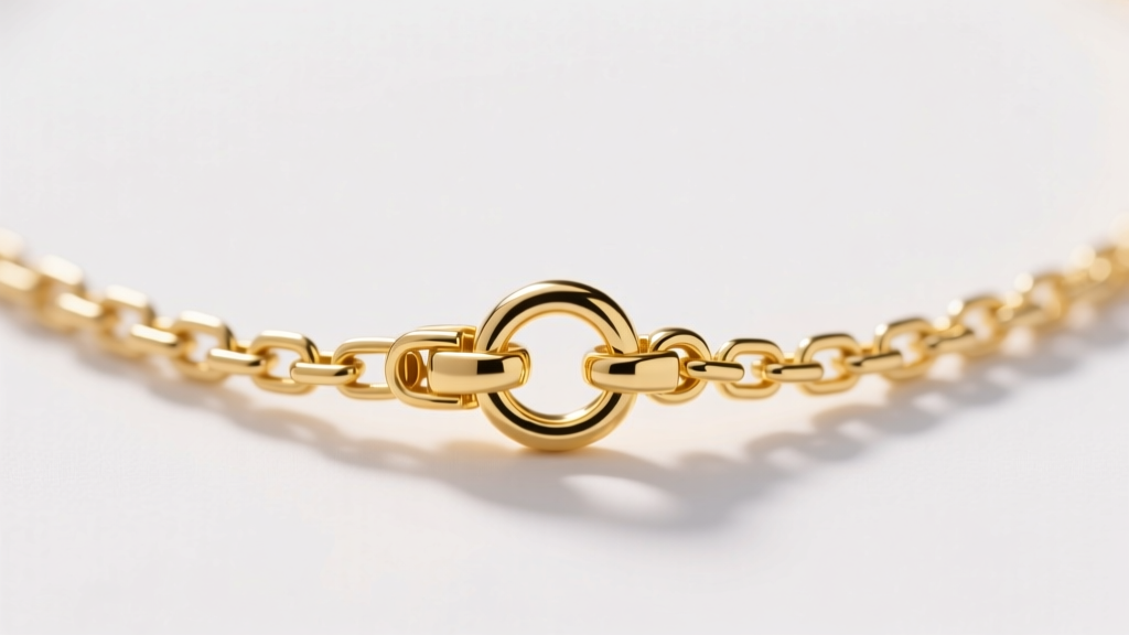 Macro shot of a 14k yellow gold barse necklace, highlighting the 1.2mm box chain structure and a secure 12mm lobster claw clasp