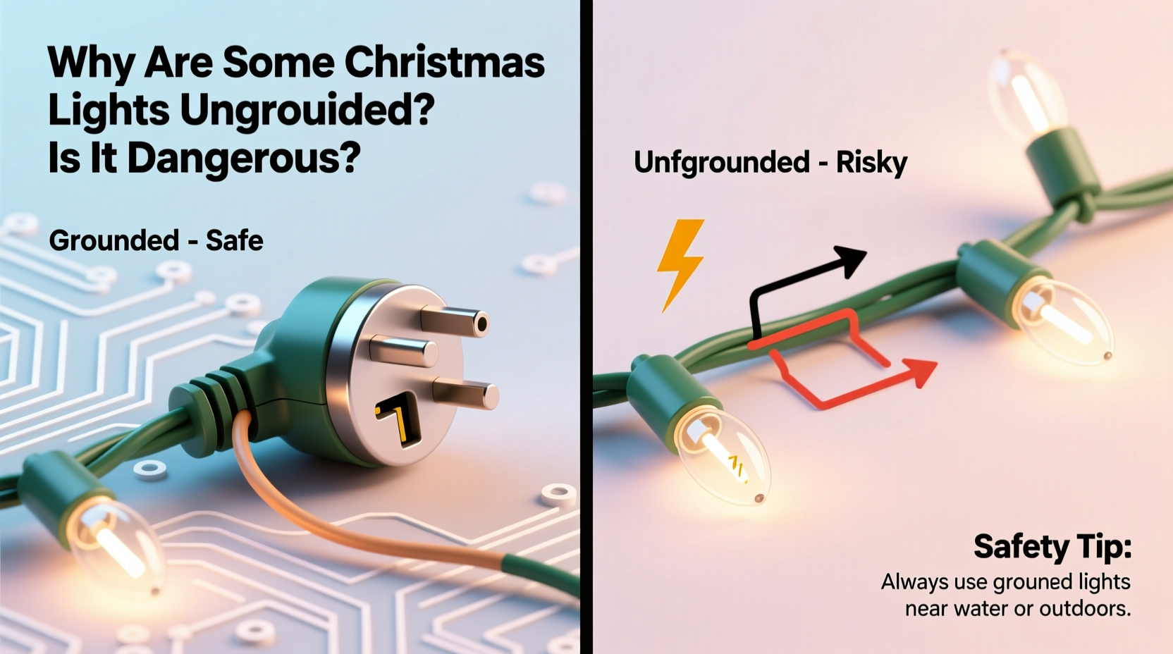 why are some christmas lights ungrounded and is it dangerous